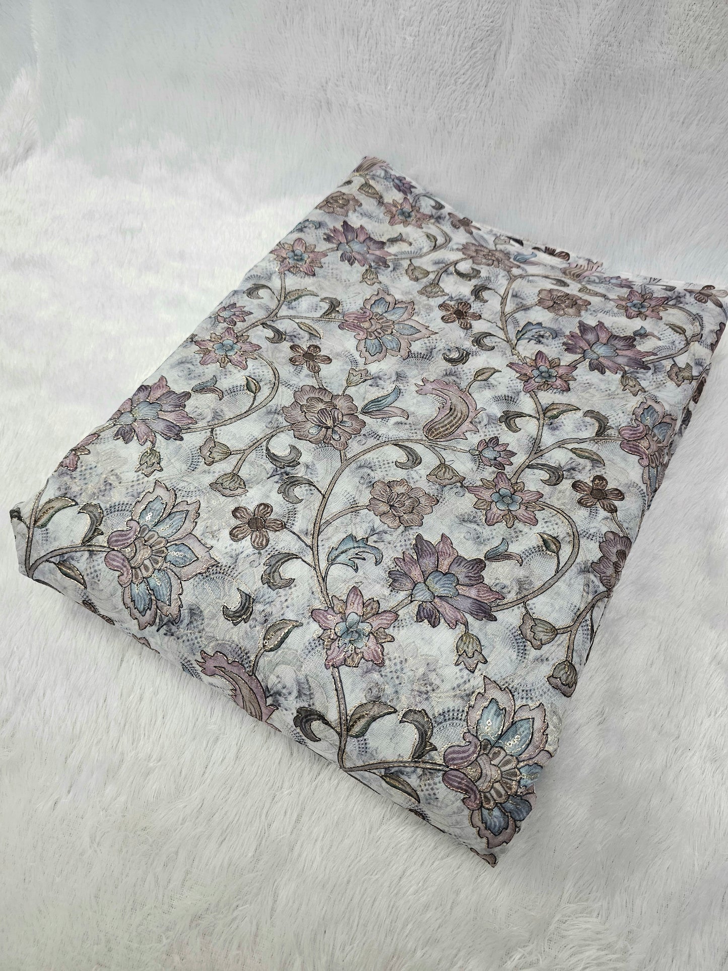 Florall Position Print On Tebby Organza