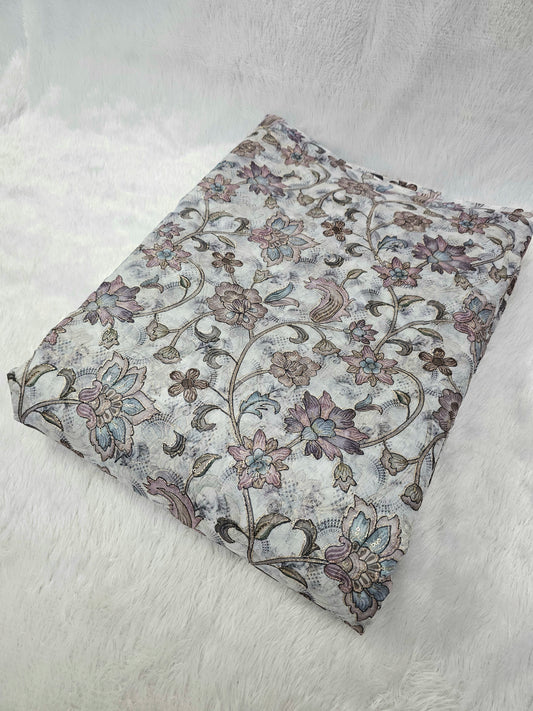 Florall Position Print On Tebby Organza