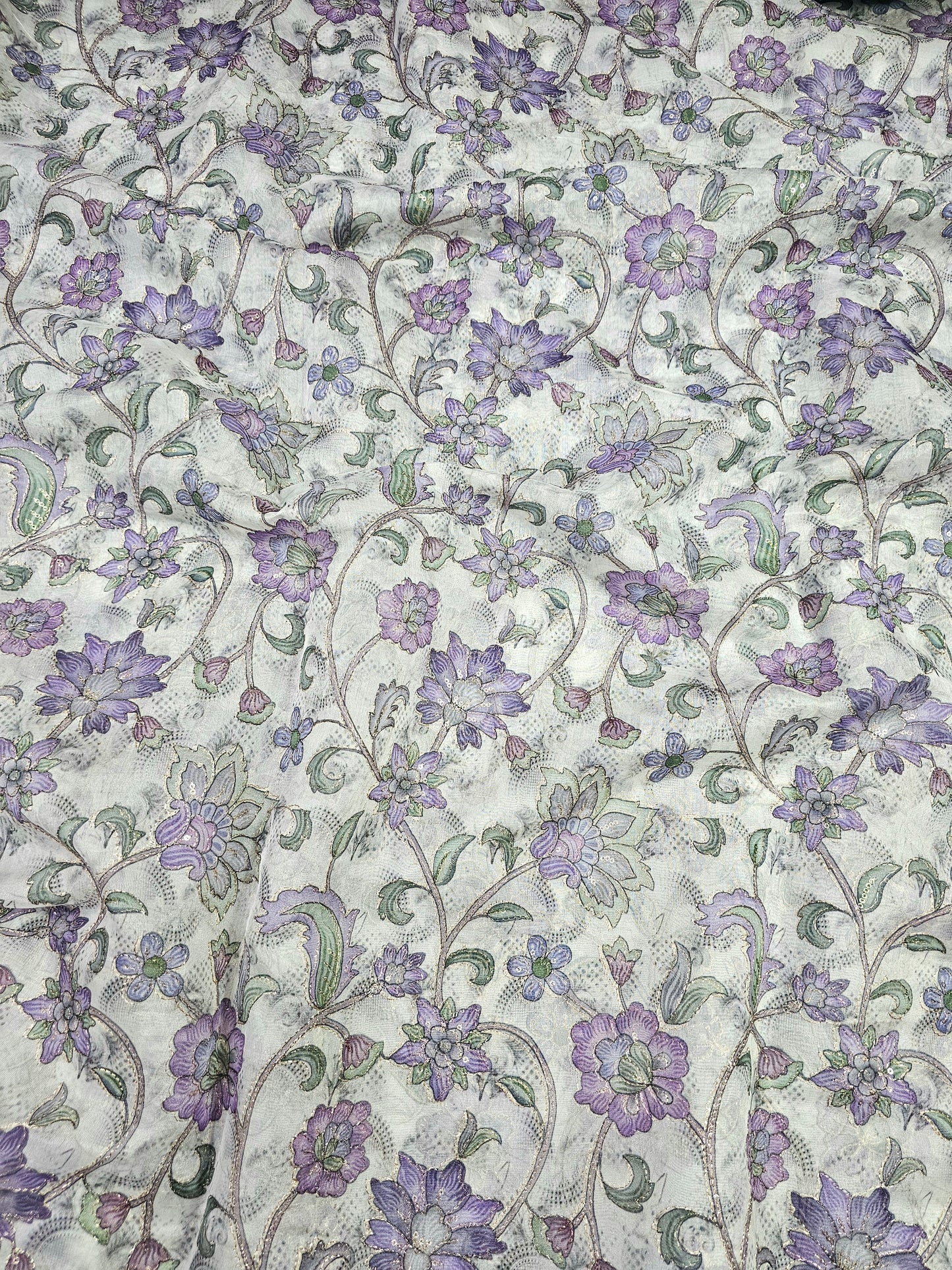 Florall Position Print On Tebby Organza