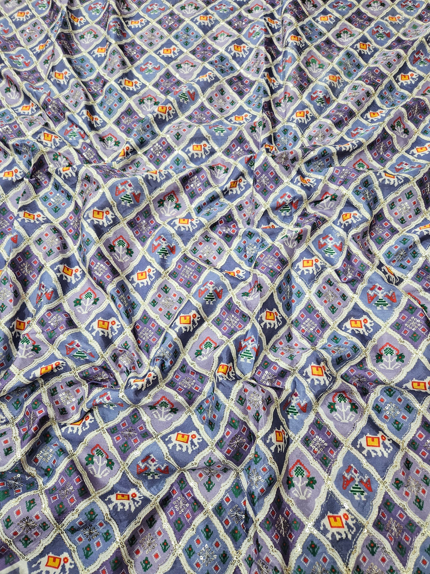 Lavender Patola D-Natural Crepe Position Print