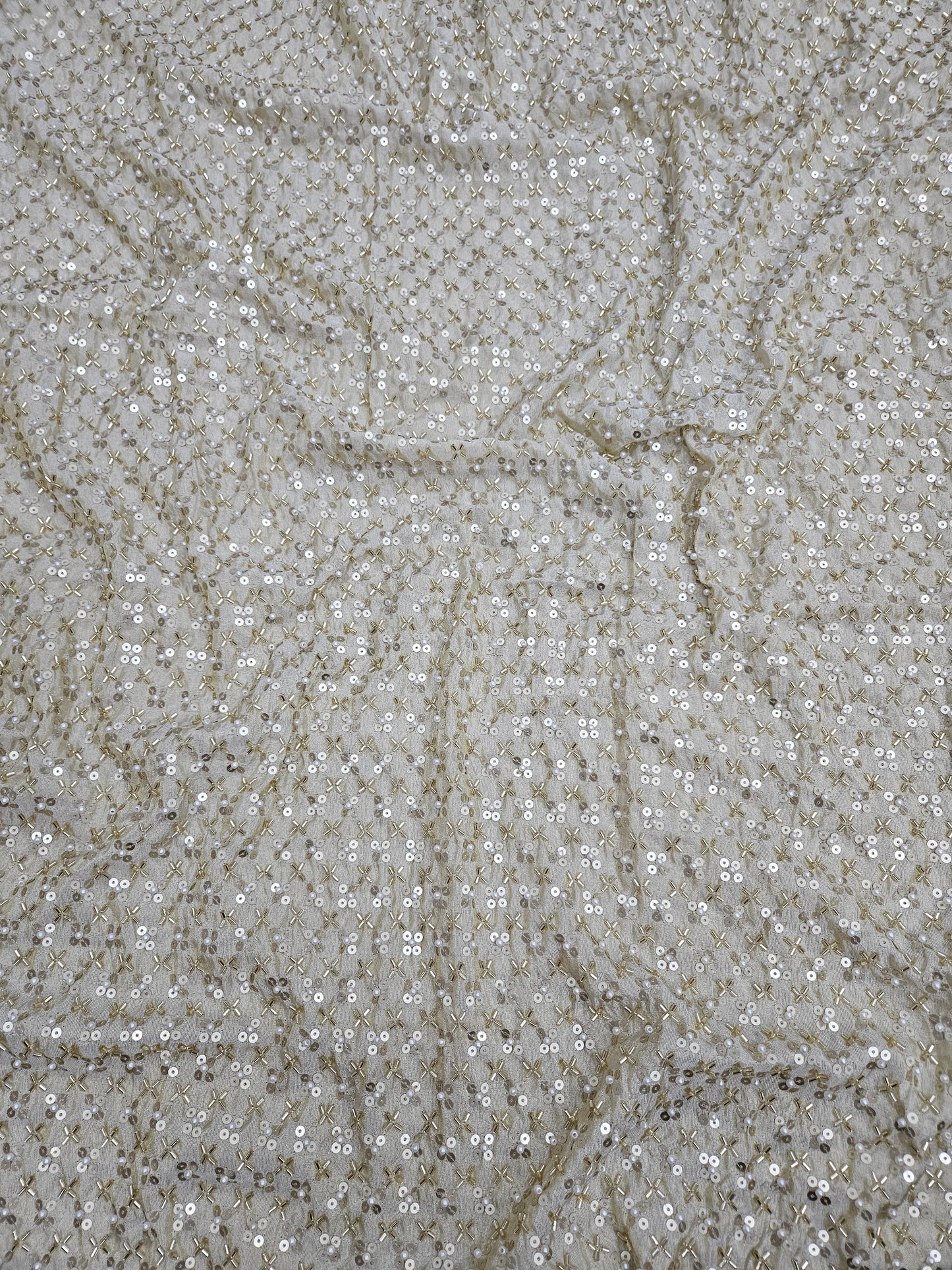 Dyeable Pure Viscose Shimmer Cosmos With Heavy Cut Dana Handwork Beads Embroidered 44"