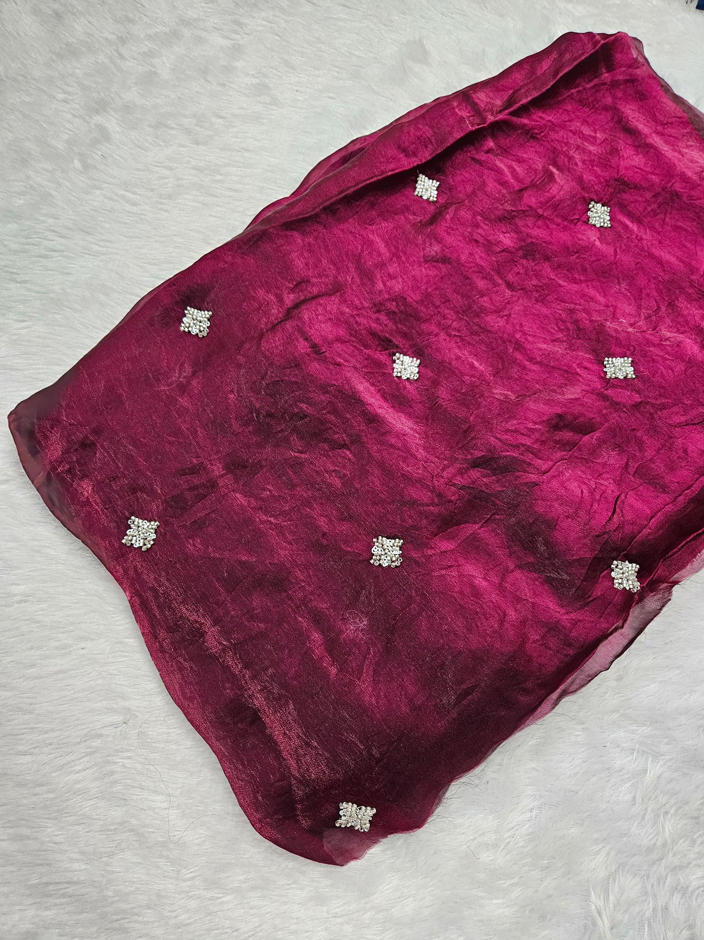 2.50 Meters Space Silk Beads Butti Embroidery