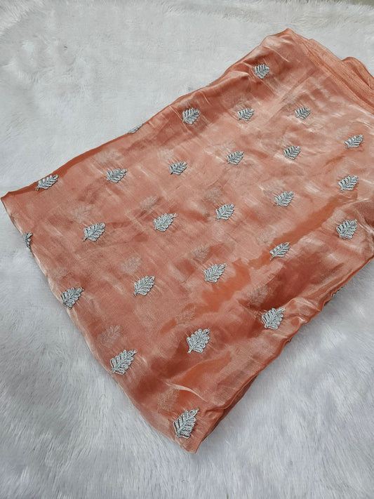 4.00 Meters Metallic Organza Butti Embroidery Full Piece