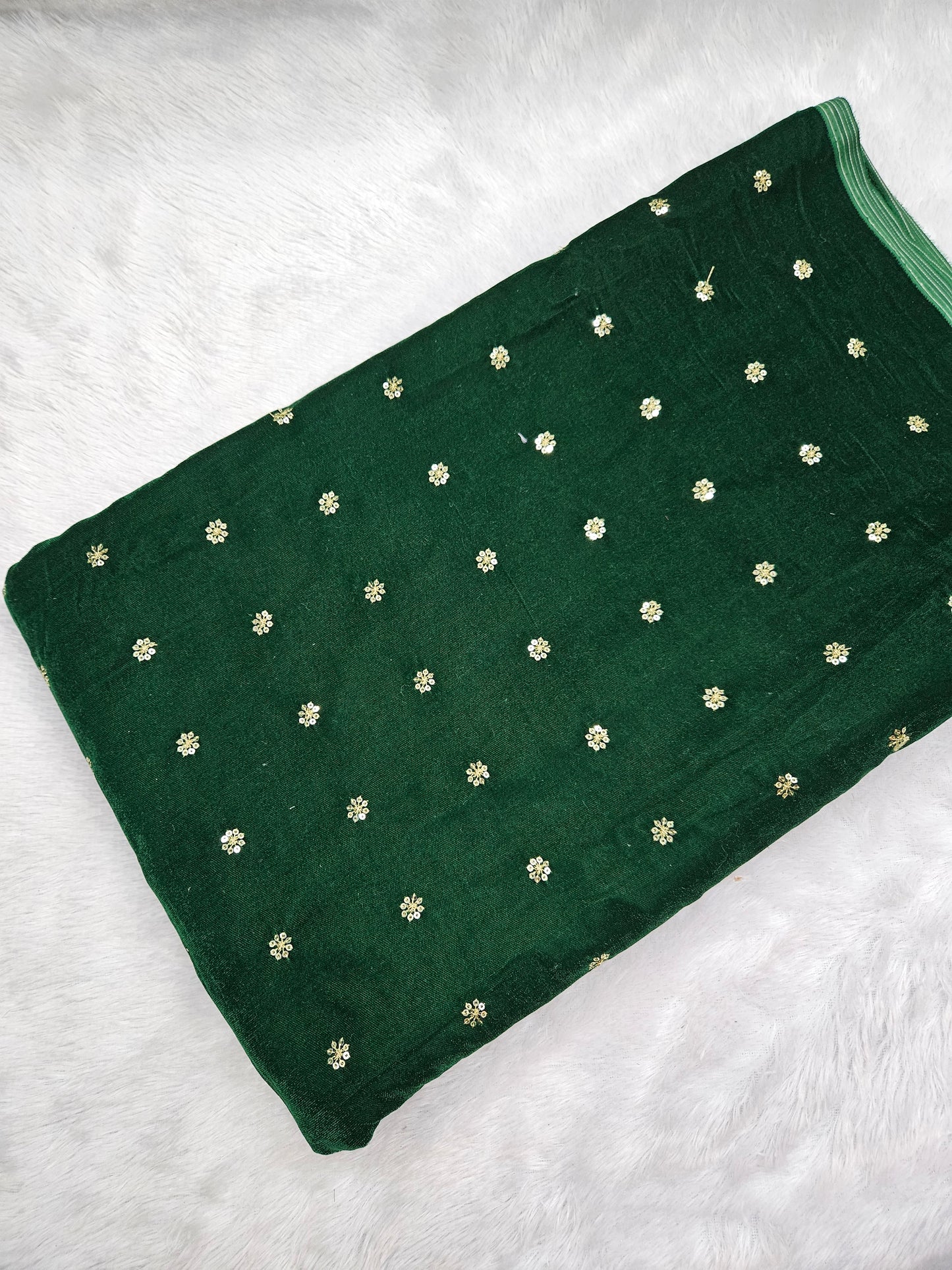 4.60 Velvet Sequins Butti Embroidered Cut Piece