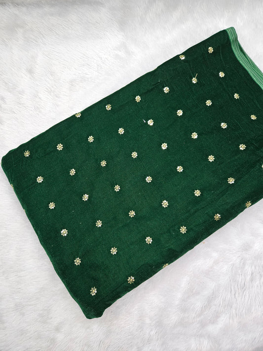 4.60 Velvet Sequins Butti Embroidered Cut Piece