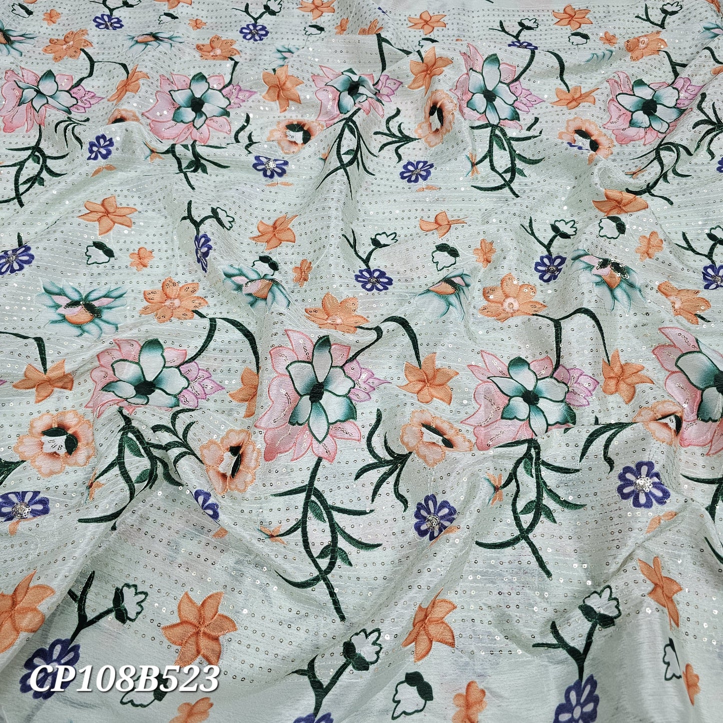 Pista Chinon Position Sequins Embroidery With Print 44"