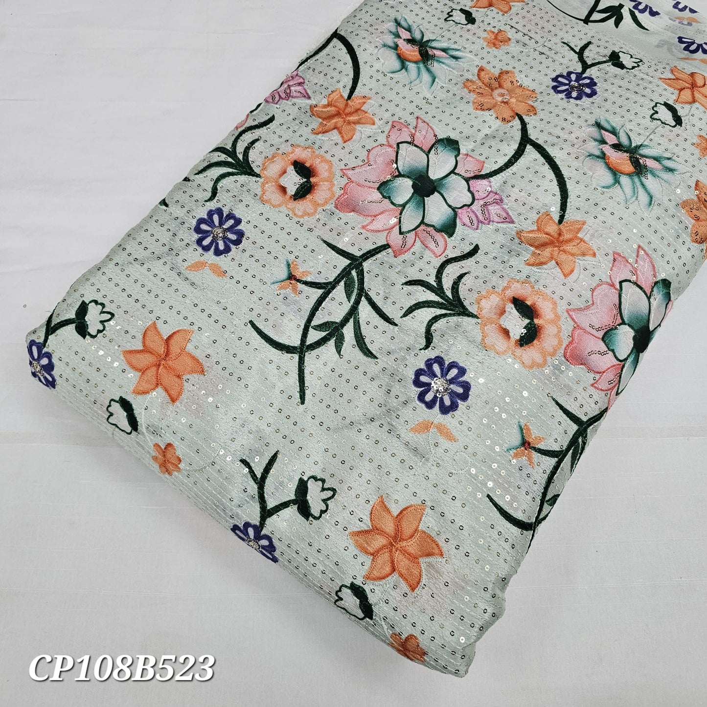 Pista Chinon Position Sequins Embroidery With Print 44"