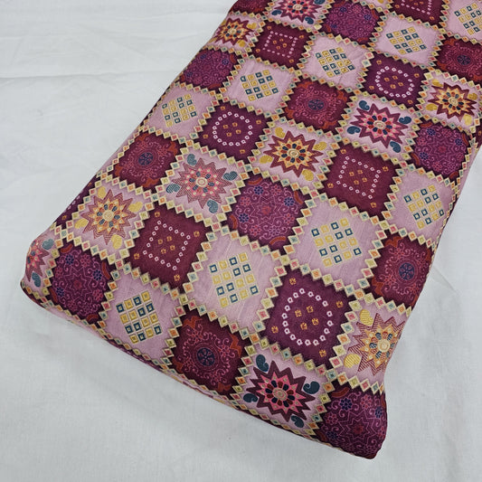 Wine Silk Bandhani Jaquard Position Print 44"