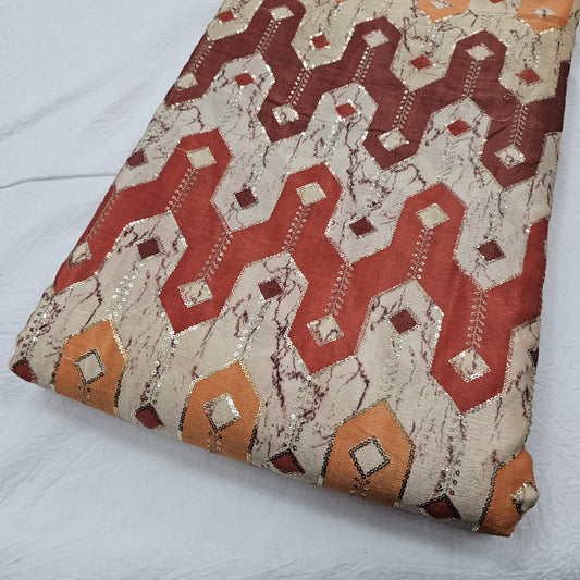 Chinon Position Embroidery With Print 44"