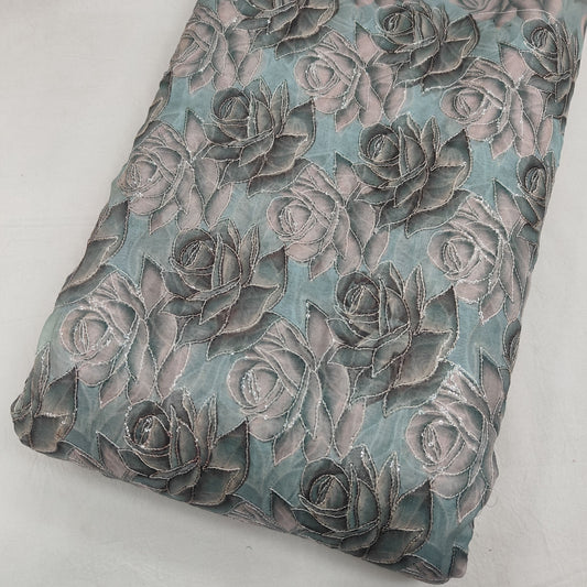 Organza Position Embroidery With Print 44"