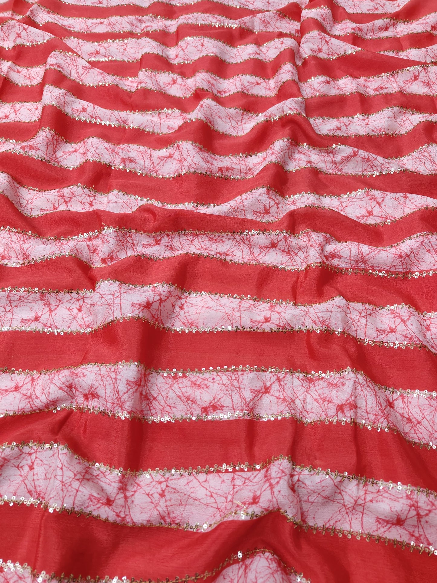 Red Chinon Position Embroiidered With Print 44"