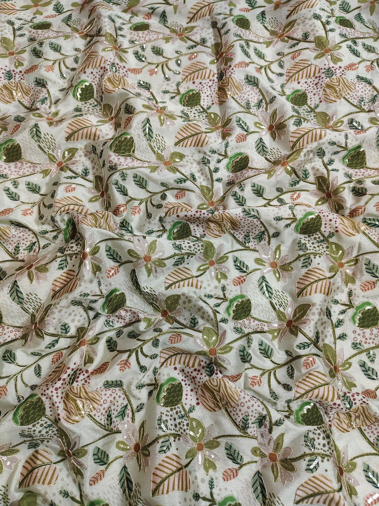 Green Chinon Position Embroidered With Print 44"