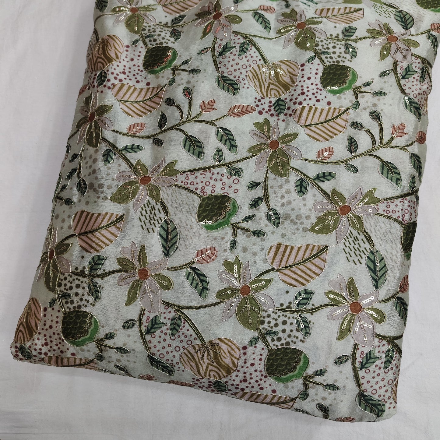 Green Chinon Position Embroidered With Print 44"
