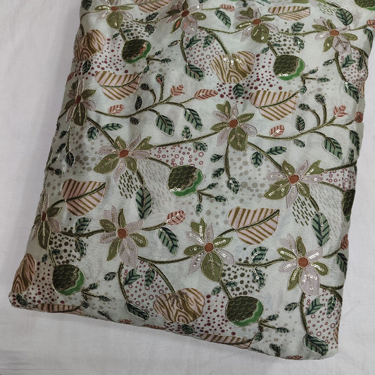 Green Chinon Position Embroidered With Print 44"