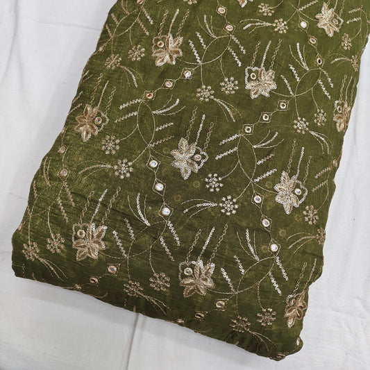 Green Gold Crush Embroidered 44"
