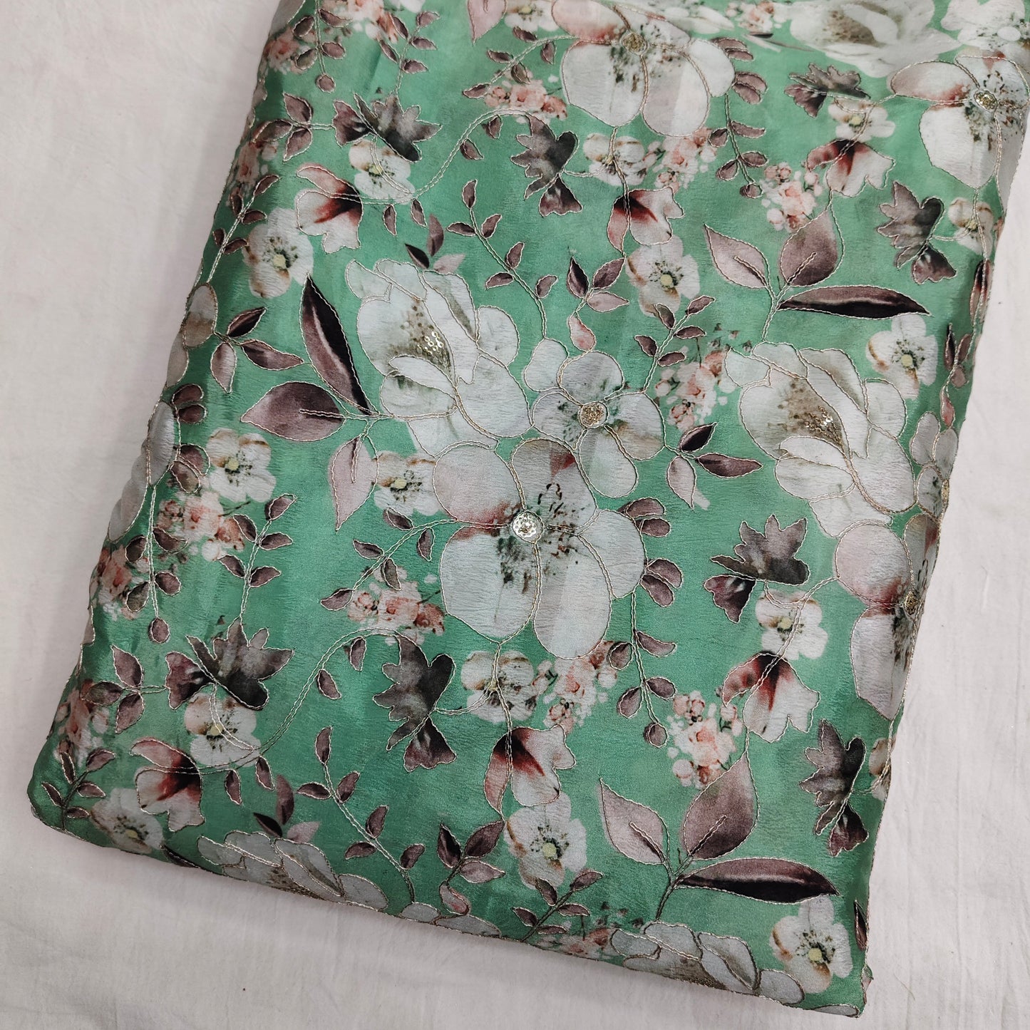 Green Chinon Position Embroidered With Print 44"