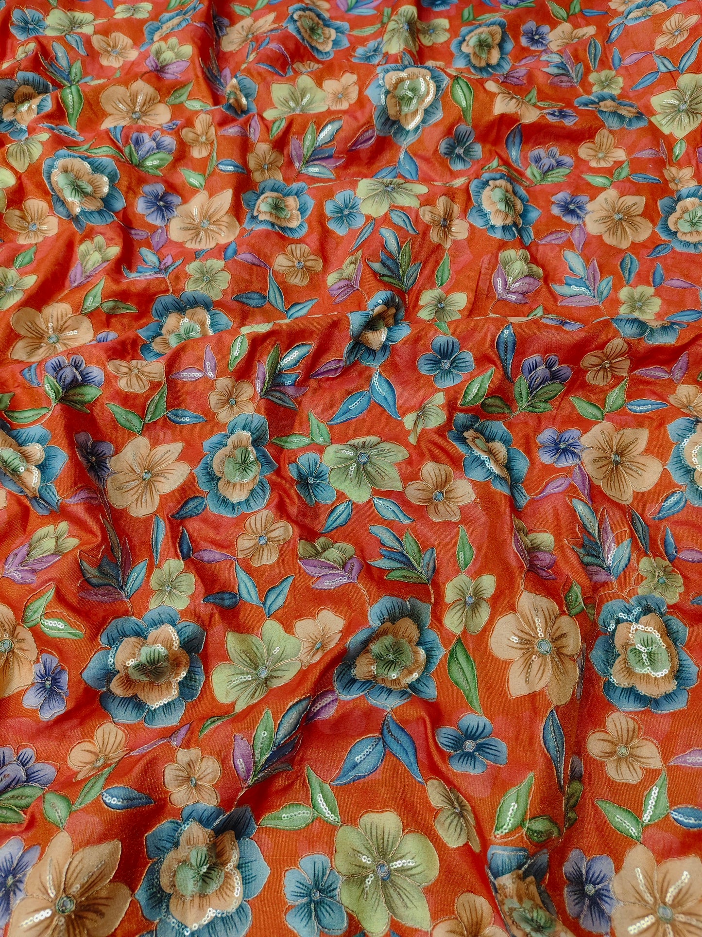 Orange Cosmos Shimmer Position Embroidery With Print