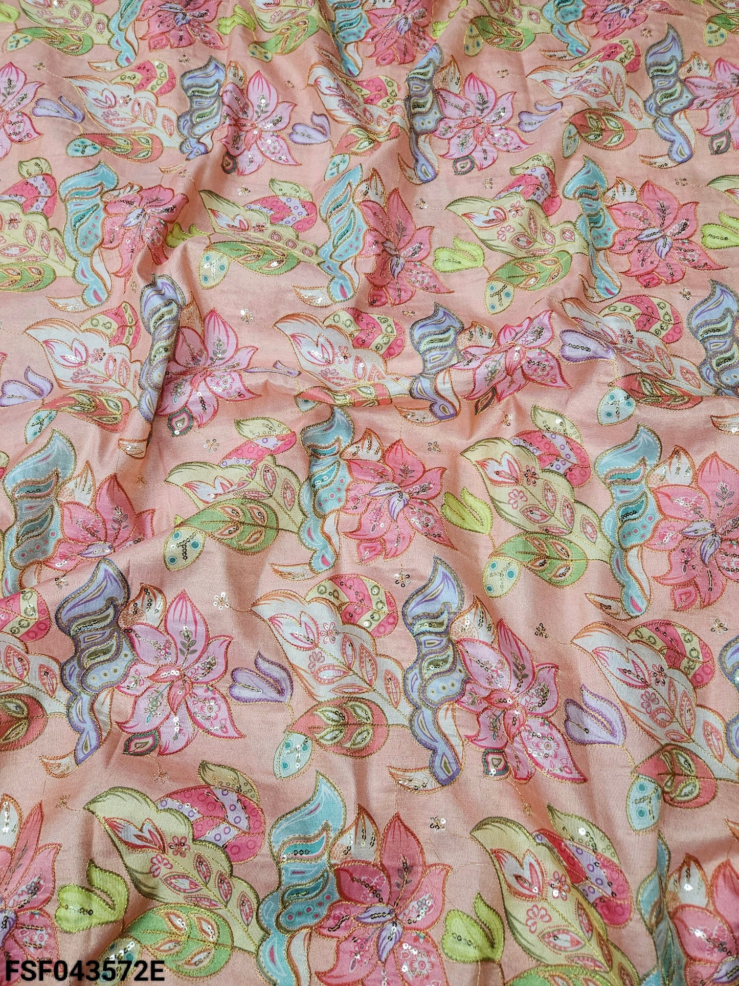 Cosmos Shimmer Position Embroidery With  Print 44"