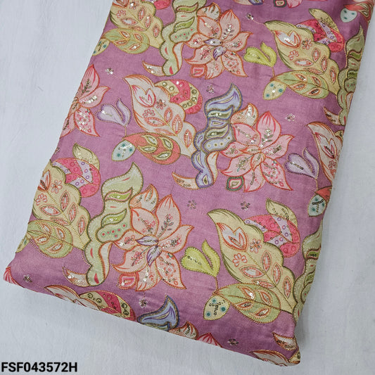Pink Cosmos Shimmer Position Embroidery With Print 44"