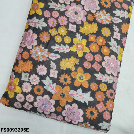 Black Chinon Position Embroidery With Print 44"