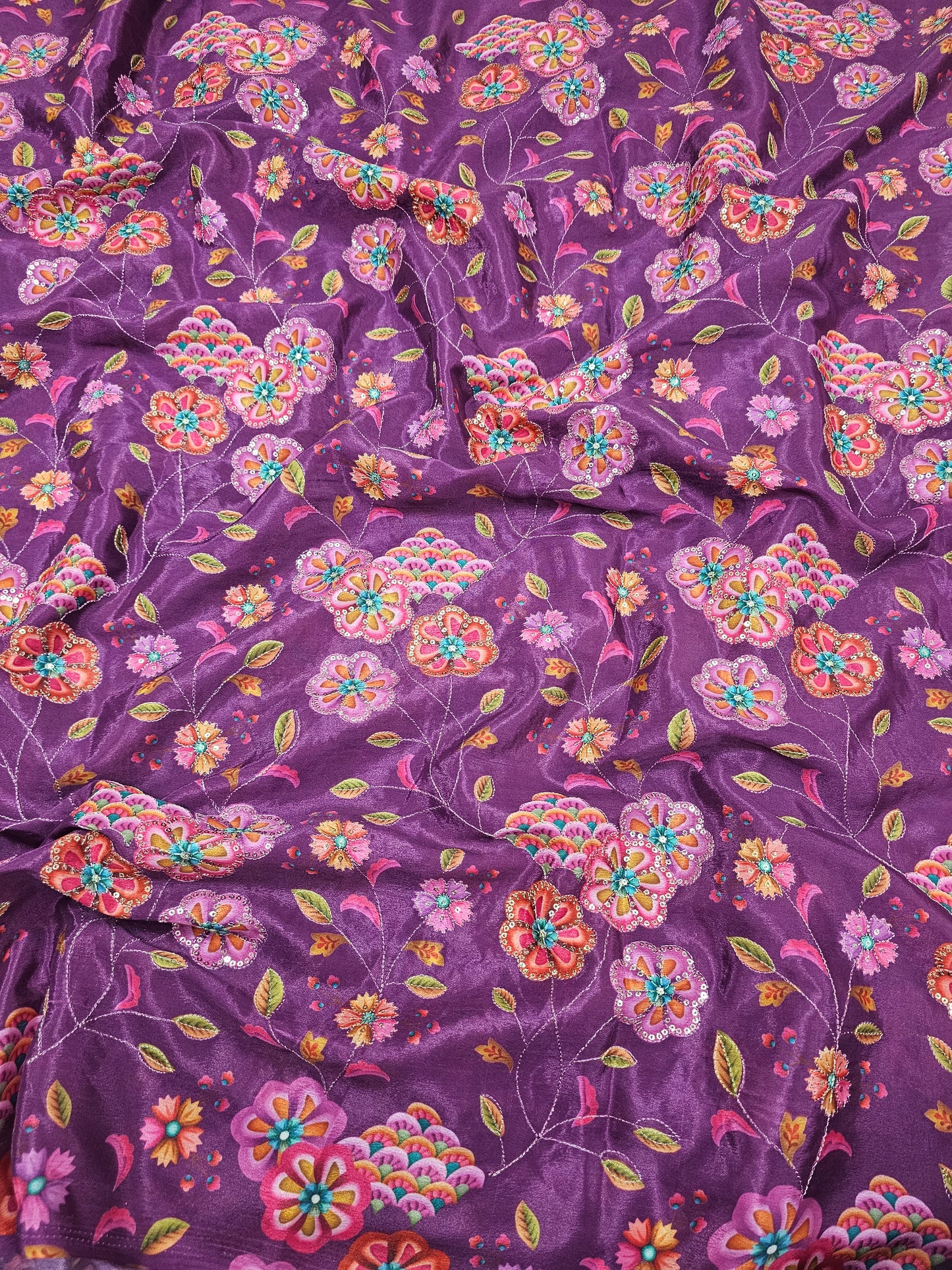 Wine Floral Chinon Position Print Fabric