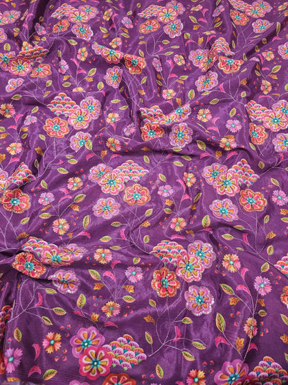 Wine Floral Chinon Position Print Fabric