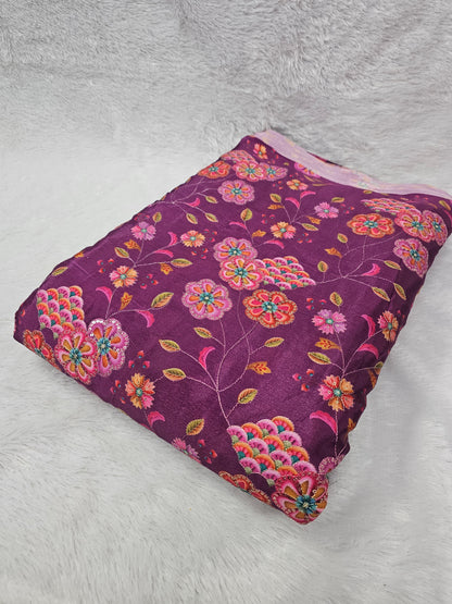 Wine Floral Chinon Position Print Fabric