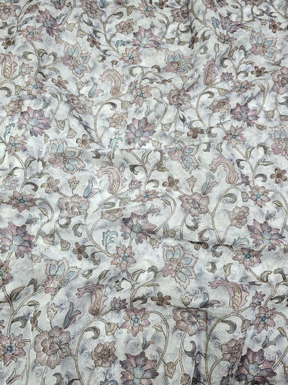Floral Position Print On Tebby Organza Fabric