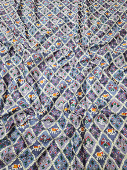 Lavender Patola D-Natural Crepe Position Print