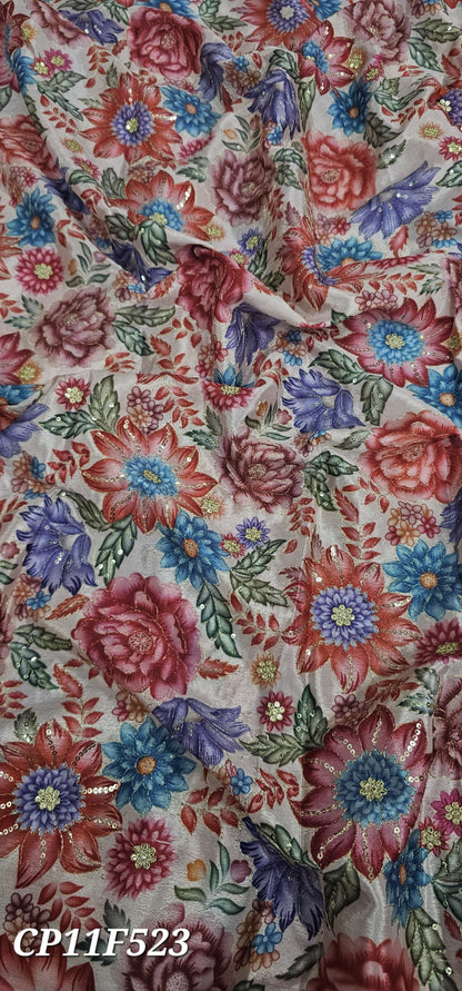 Chinon Position Embroidered With Print 44"