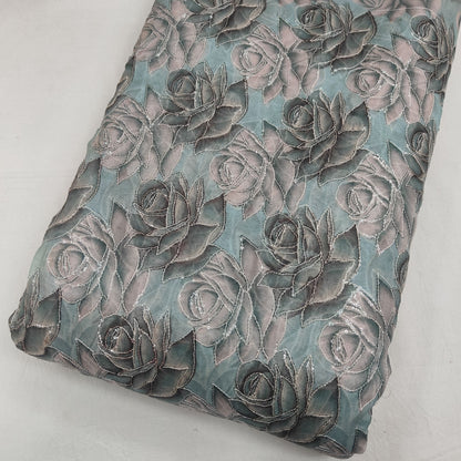 Organza Position Embroidery With Print 44"
