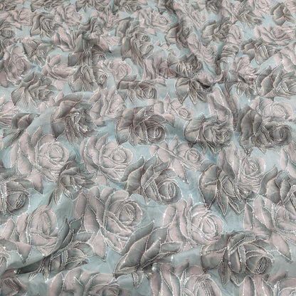 Organza Position Embroidery With Print 44"