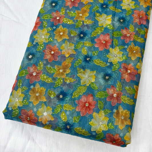 Floral Organza Position Print Fabric