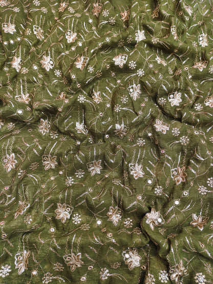 Green Gold Crush Embroidered 44"