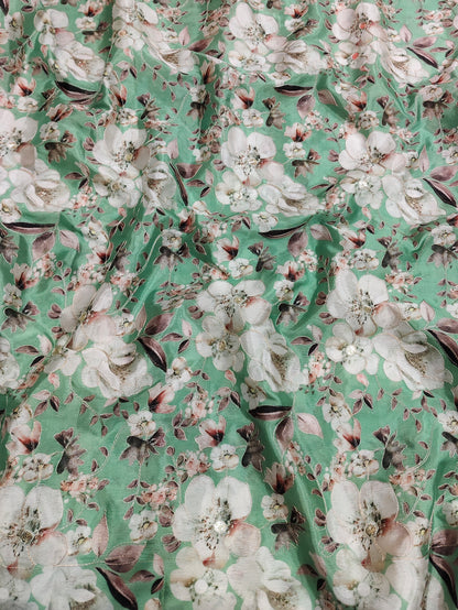 Green Chinon Position Embroidered With Print 44"